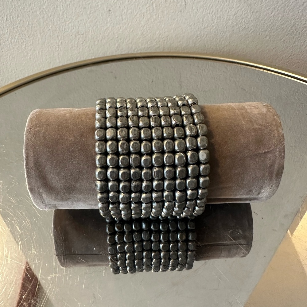 Chunky Hematite Beaded Stretch Bracelet - Women Accessories